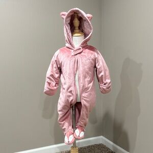 Cute Pink Baby Pram Onsie with Bear Ears
